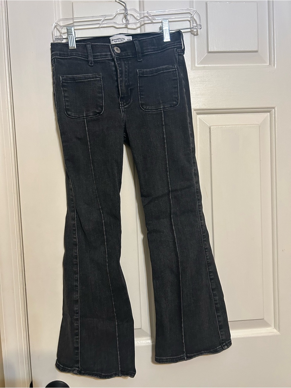 Abercrombie kids high rise black wash jeans girls 11/12 short